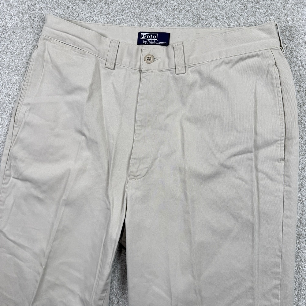Vintage Polo Ralph Lauren Pants Mens 34x31 Khaki‎ Flat Front Front Chino